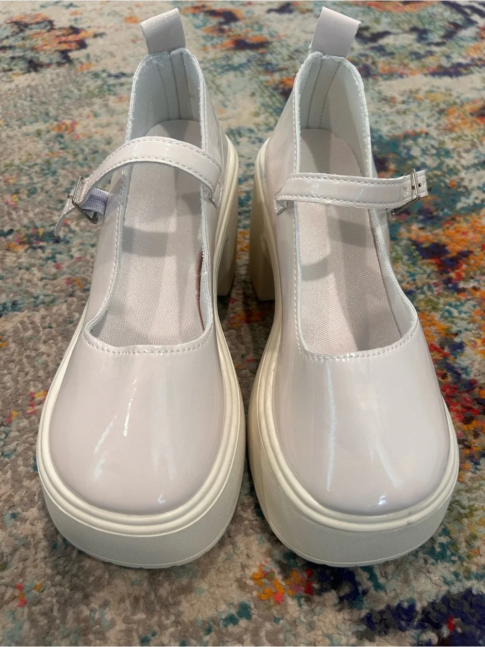 Classic Mary Jane Platform Heels in White